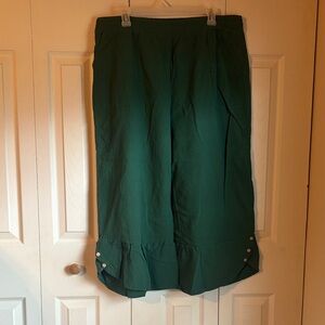 Green Ruffle Hem Pants